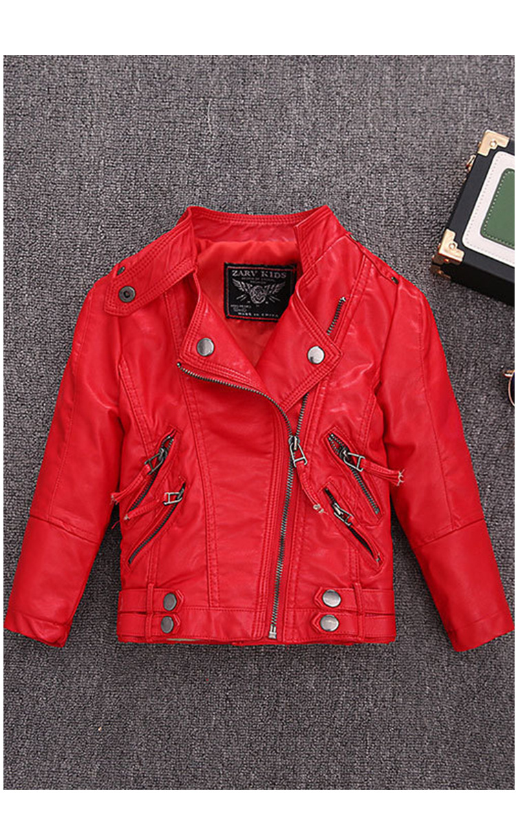 Streetwear Brand Red Logo - Veste en cuir Pu pour garçons