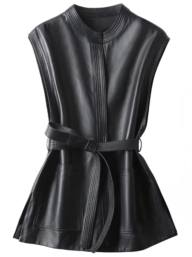 Streetwear Brand Belts - Gilet en cuir Pu souple noir