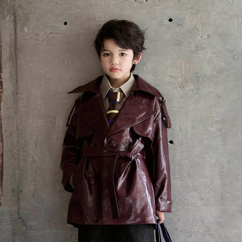 Streetwear Brand Red Logo - Veste de moto Nanopi en cuir