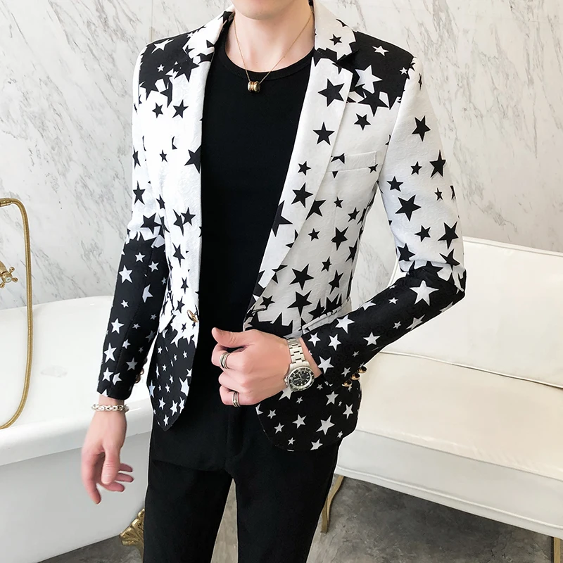 Blazers ajustés à imprimé étoi - Streetwear Brand Jacket avis et prix