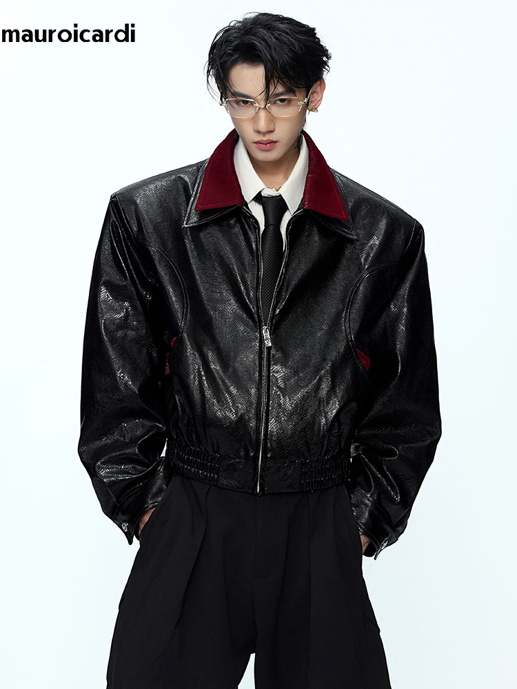 Veste en cuir PU à imprimé ser - Streetwear Brand Jacket avis et prix